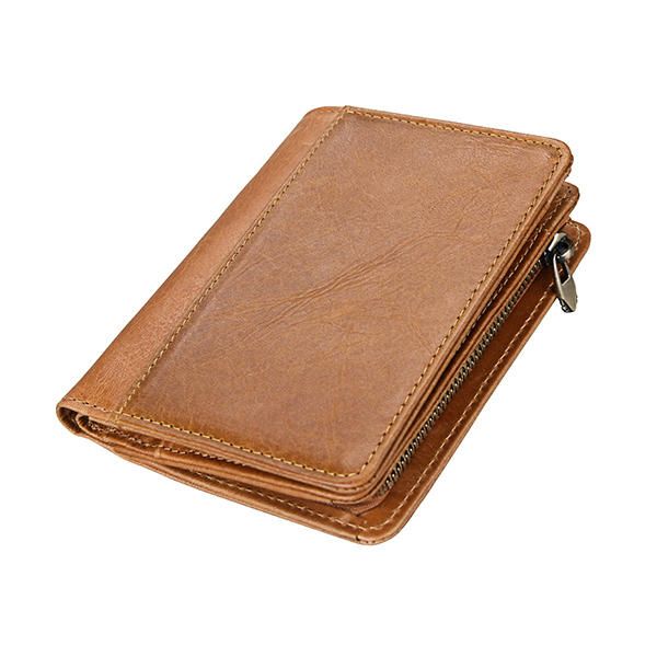 Rfid Blokkeren Heren Bifold Portemonnee Echt Leer Vintage Slanke Kaarthouder Geldzak