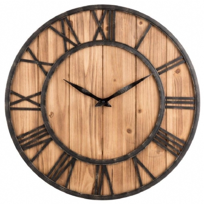 Creatieve Ronde Stille Houten Wandklok Decoratieve Klok Voor Woonkamer Home Decoraties