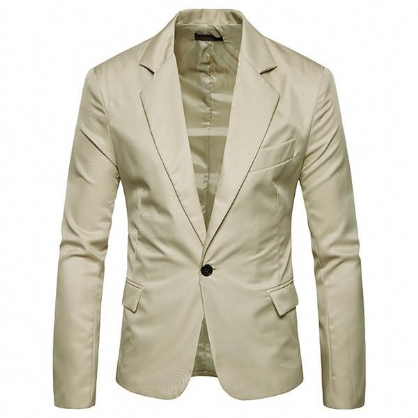 Heren Pure Color Slim Fit Busniess Casual Suit Blazers
