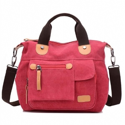 Dames Canvas Casual Grote Capaciteit Functionele Multi Pocket Handtas Schoudertas Crossbody Tas