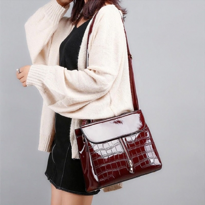 Damesmode Draagbare Lakleer Handtas Krokodil Patroon Schouder Messenger Bag Crossbody Tas