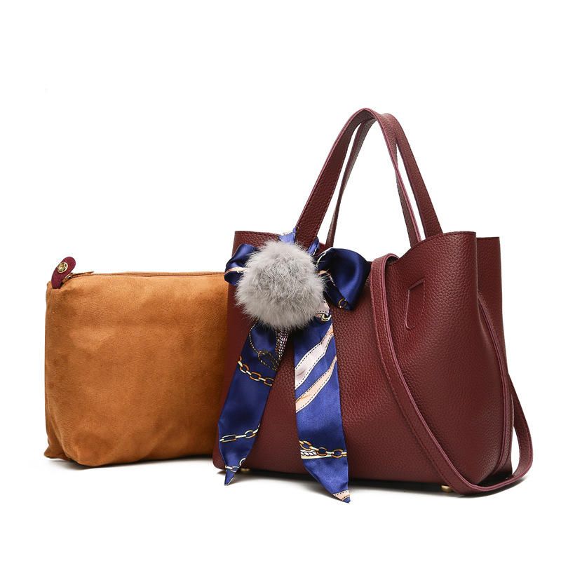 Emmertas Handtas Messenger Bag Draagbare Schoudertas Bontbal Sjaaltas Voor Dames
