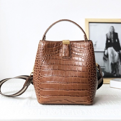 Vrouwen Echt Leer Koeienhuid Alligator Patroon Vintage Casual Multi-carry Handtas Crossbody Tas