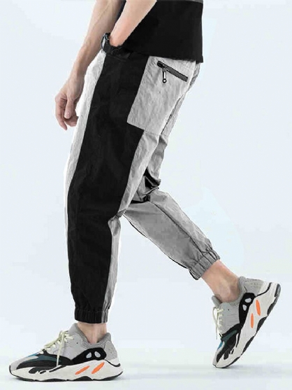 Heren 100% Katoenen Effen Elastische Taille Lange Broek