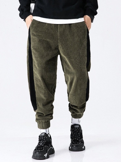 Heren Corduroy Zijstreep Joggingbroek Met Trekkoord En Zak