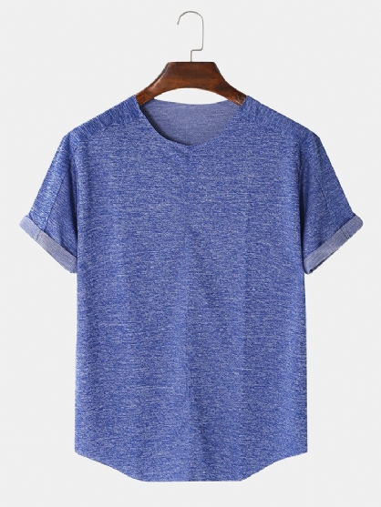 Heren Activewear Effen Kleur Korte Mouw Casual T-shirts Met Ronde Hals