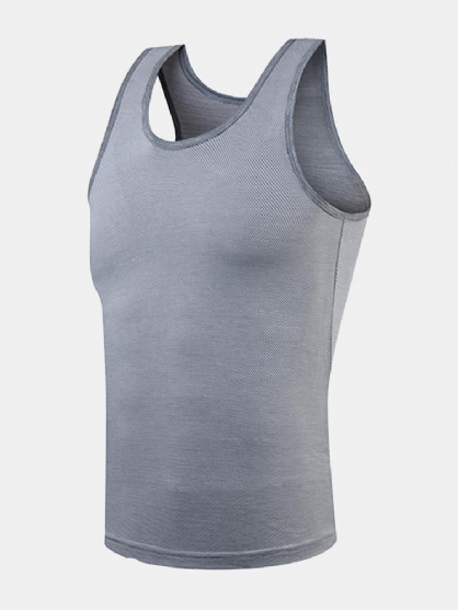 Sexy Heren Soild Kleur Slim Fit Fitness Trainingsvest Ademend Jacquard Mouwloos Sport Tank Tops