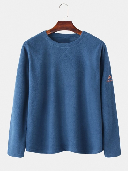 Heren Fleece Effen Kleur Pullover Lange Mouw Warm Sweatshirt