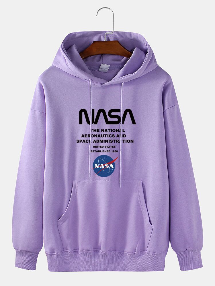 Heren Slogan Grafische Print Casual Losse Trekkoord Hoodie Met Kangoeroezak