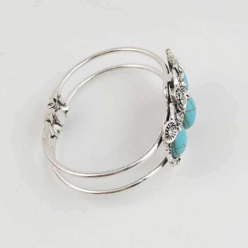 Boheemse Turquoise Imitatie Thaise Zilveren Uil Armband