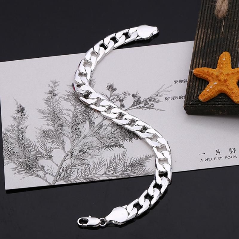 Mode Hiphop Heren Metalen Ketting Armband Trendy Stijl 10mm Vergulde Armband