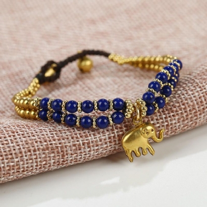 Vintage Olifant Hanger Kleurrijke Kralen Armband Handgeweven Verstelbare Armband Voor Dames